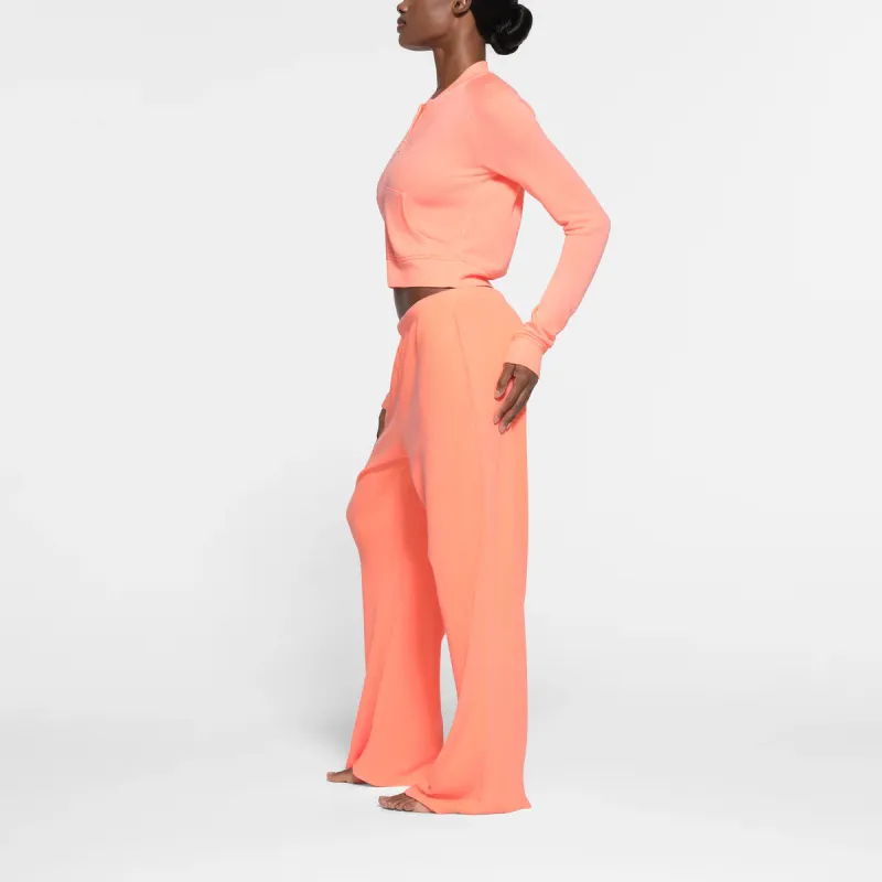 SKIMS WAFFLE STRAIGHT LEG PANT Casual Pants Women's NEON ORANGE-3