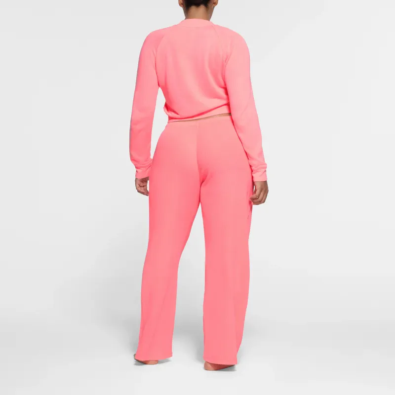 SKIMS WAFFLE STRAIGHT LEG PANT Casual Pants Women's CORAL/Coral-2