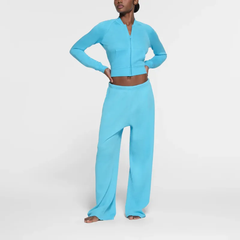 SKIMS WAFFLE STRAIGHT LEG PANT Casual Pants Women's CYAN/Cyan-1