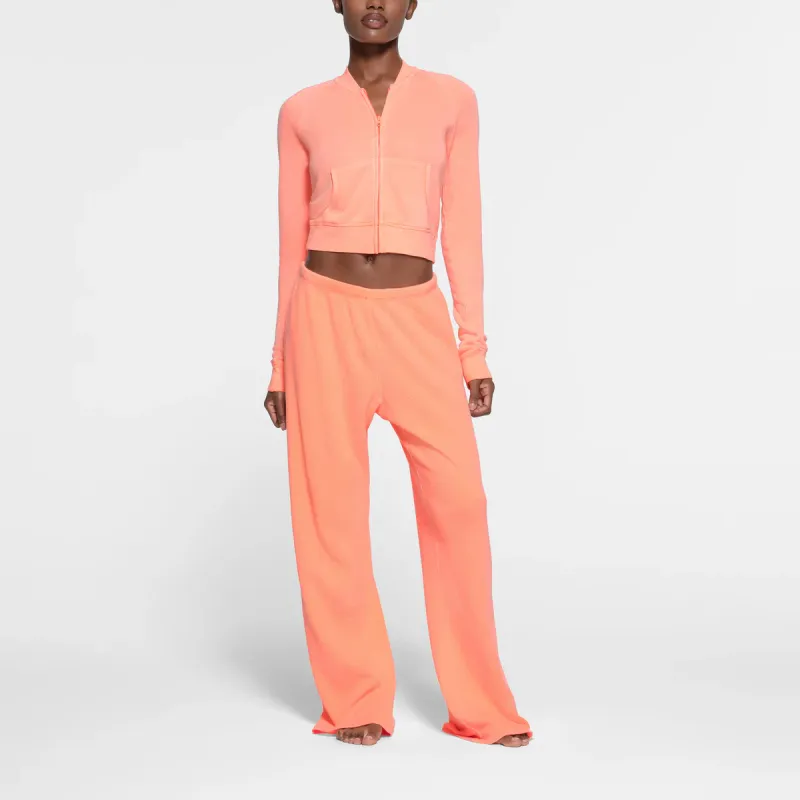 SKIMS WAFFLE STRAIGHT LEG PANT Casual Pants Women's NEON ORANGE-1