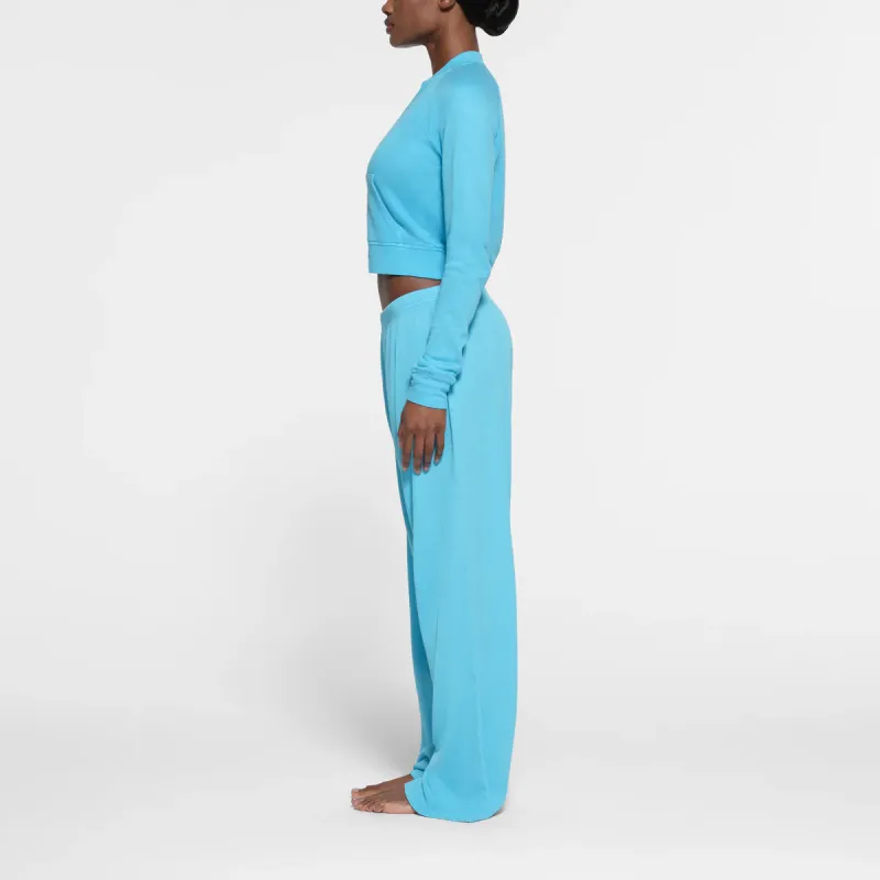 SKIMS WAFFLE STRAIGHT LEG PANT Casual Pants Women's CYAN/Cyan-3