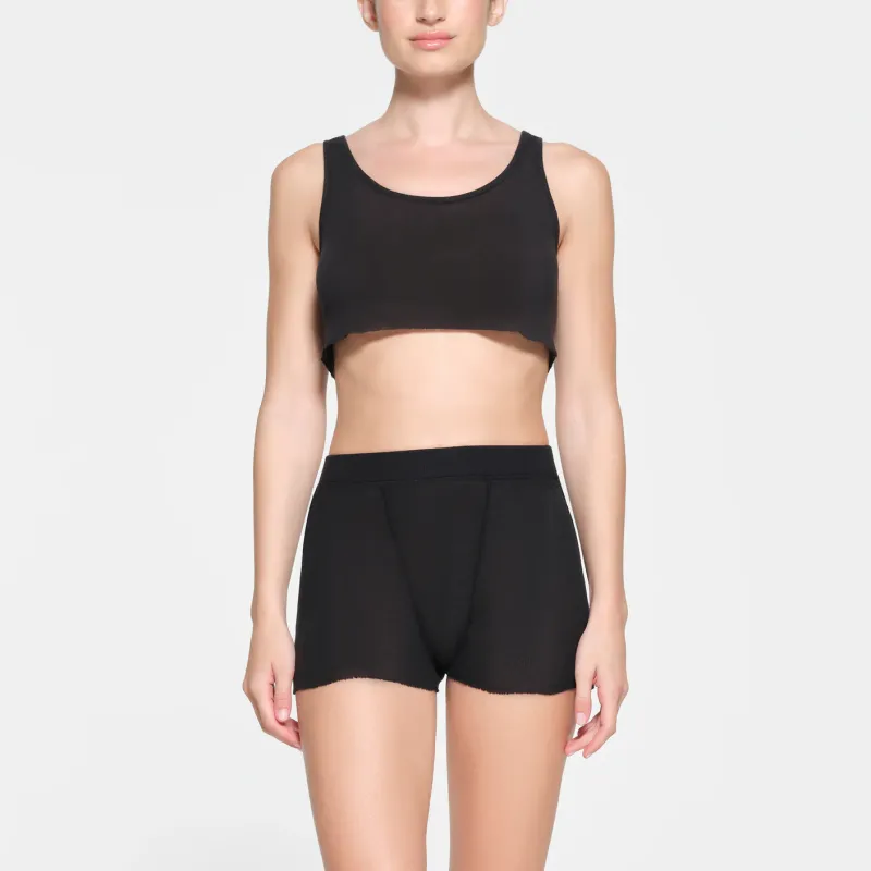 SKIMS THREADBARE RIB SHORT SHORT Boxer Shorts Women's SOOT/Smoke Gray-1