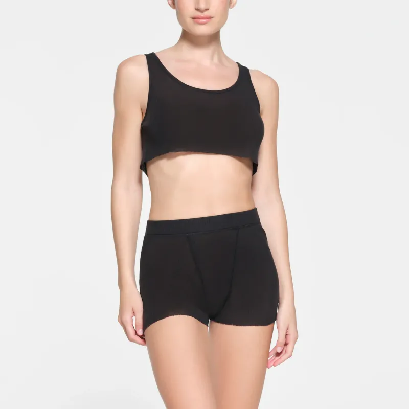SKIMS THREADBARE RIB SUPER CROPPED TANK Tank Tops Women's SOOT/Smoke Gray-1