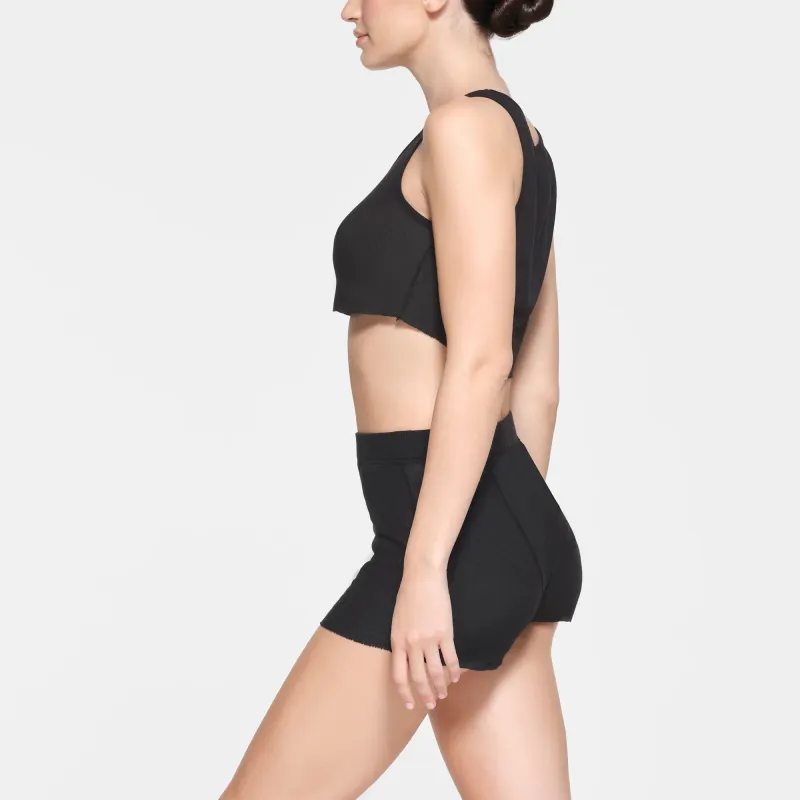 SKIMS THREADBARE RIB SHORT SHORT Boxer Shorts Women's SOOT/Smoke Gray-3