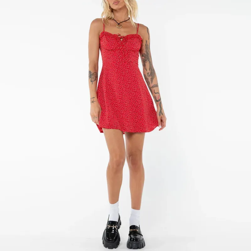 PRINCESS POLLY LOVE BIRDS MINI DRESS Slip Dresses Women's RED/Red-1