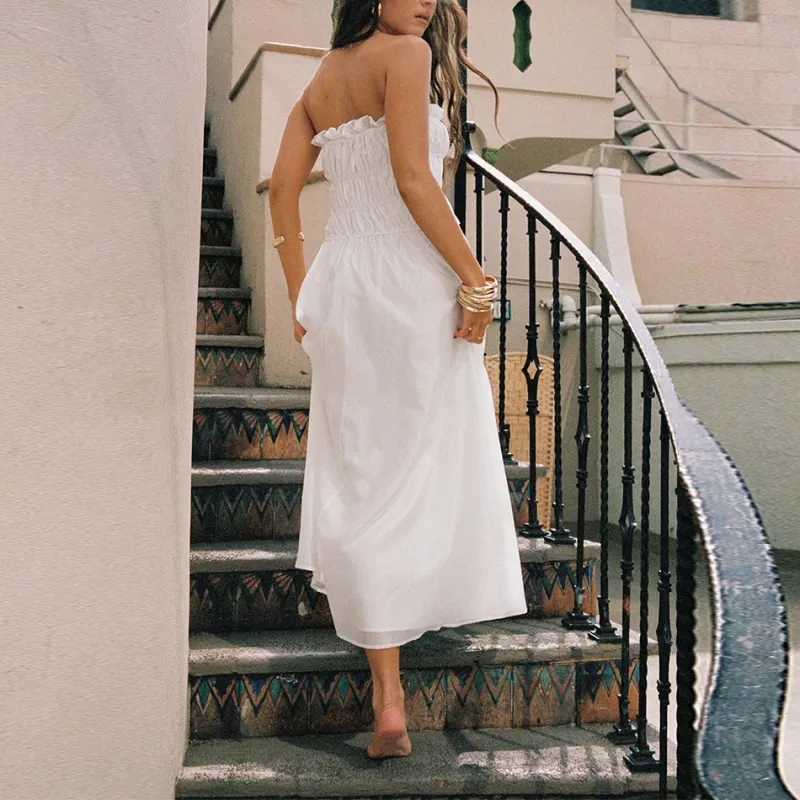 PRINCESS POLLY EMILIANO STRAPLESS MAXI DRESS Sleeveless Dress Women's WHITE/White-2