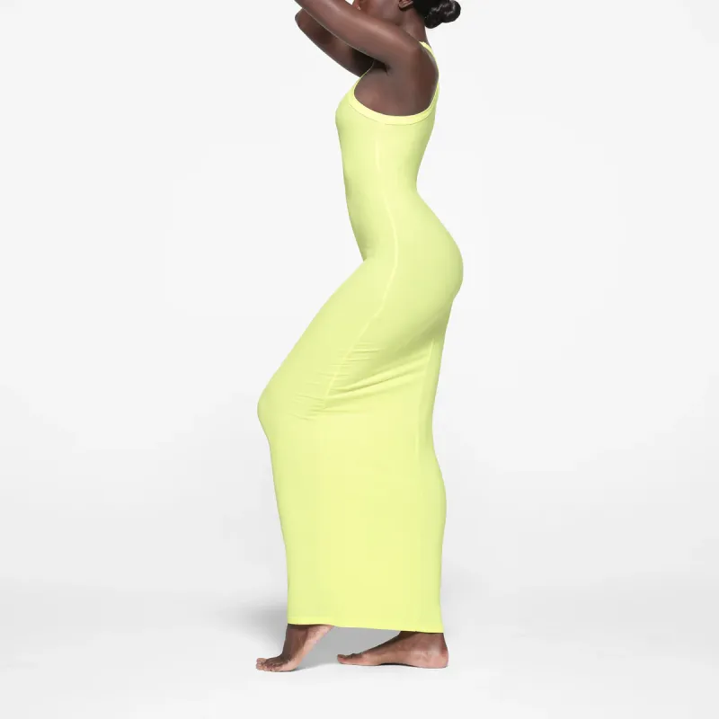 SKIMS SOFT LOUNGE LONG TANK DRESS Sleeveless Dress Women's LEMONADE/Lemon-3