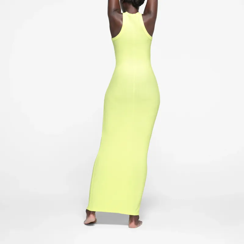 SKIMS SOFT LOUNGE LONG TANK DRESS Sleeveless Dress Women's LEMONADE/Lemon-2