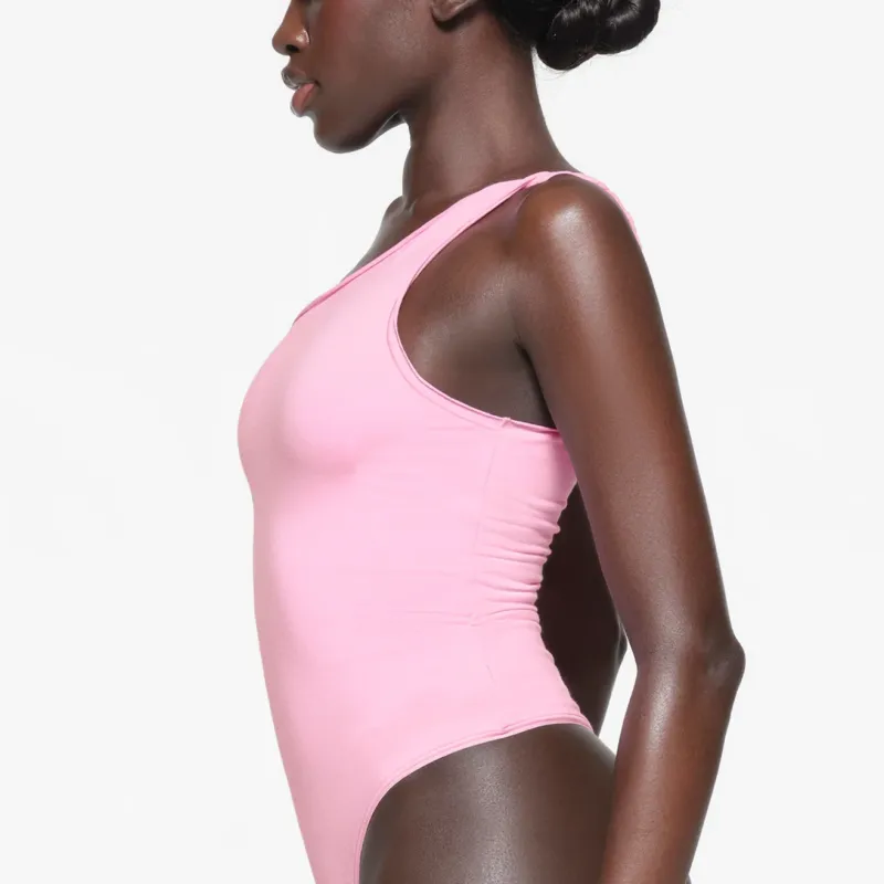 SKIMS COTTON TWIST ONE SHOULDER BODYSUIT Bodysuits Women's Cotton Candy/Cotton Sugar-3