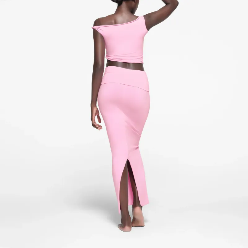 SKIMS COTTON JERSEY FOLDOVER SKIRT Casual Long Skirts Women's Cotton Candy/Cotton Sugar-2
