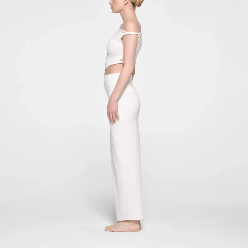 SKIMS COTTON JERSEY FOLDOVER SKIRT Casual Long Skirts Women's MARBLE/Marble-3