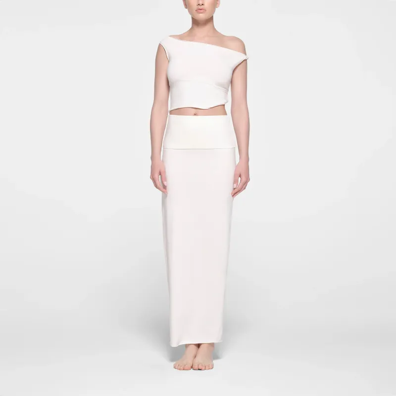 SKIMS COTTON JERSEY FOLDOVER SKIRT Casual Long Skirts Women's MARBLE/Marble-1