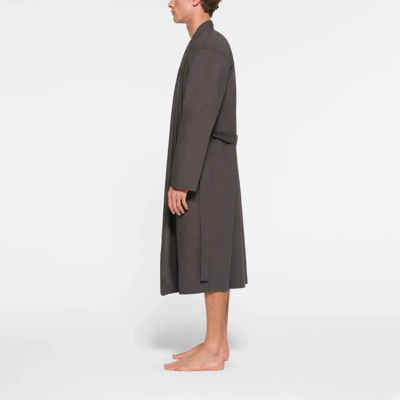 SKIMS COTTON POPLIN SLEEP MENS ROBE Pajama Robe Men's ASH/Ash Gray-3