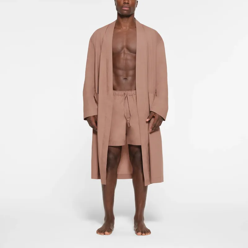 SKIMS COTTON POPLIN SLEEP MENS ROBE Pajama Robe Men's UMBER/Brown-2