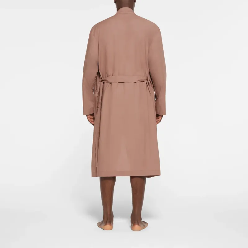 SKIMS COTTON POPLIN SLEEP MENS ROBE Pajama Robe Men's UMBER/Brown-3