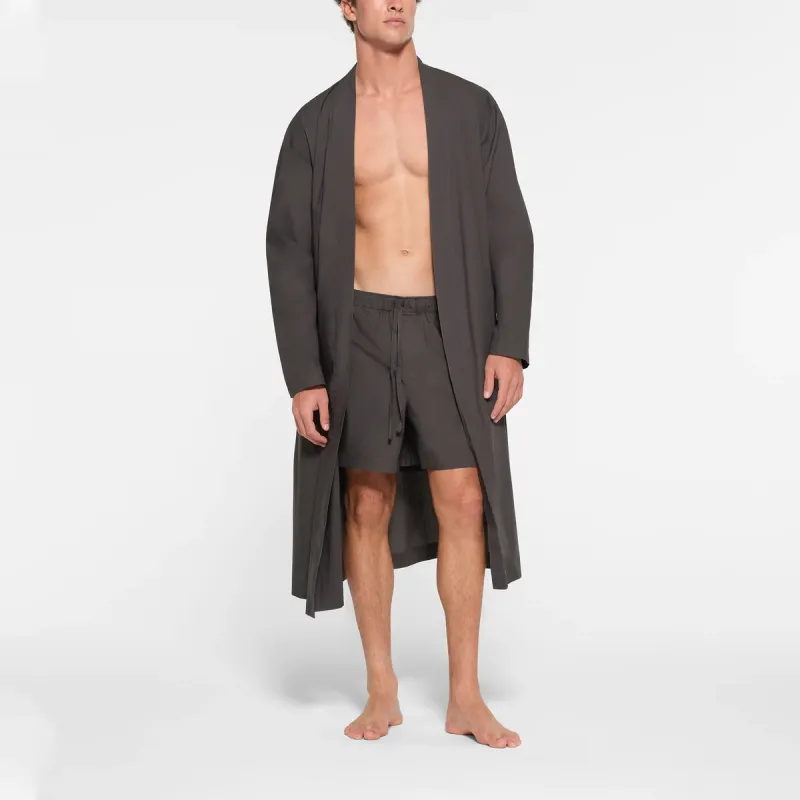 SKIMS COTTON POPLIN SLEEP MENS ROBE Pajama Robe Men's ASH/Ash Gray-2