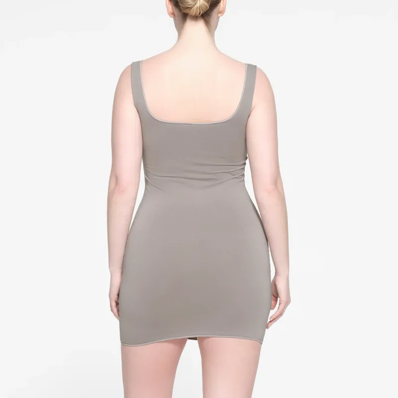 SKIMS SEAMLESS MODAL TANK MINI DRESS Slip Dresses Women's Smoke/Smoke Color-2