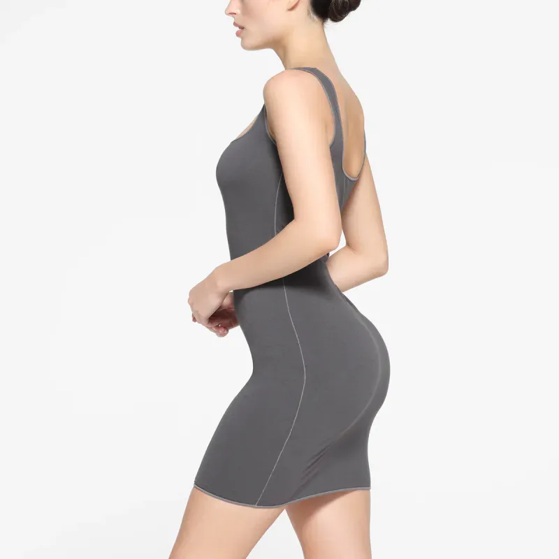 SKIMS SEAMLESS MODAL TANK MINI DRESS Slip Dress Women's ASH/Gray-3