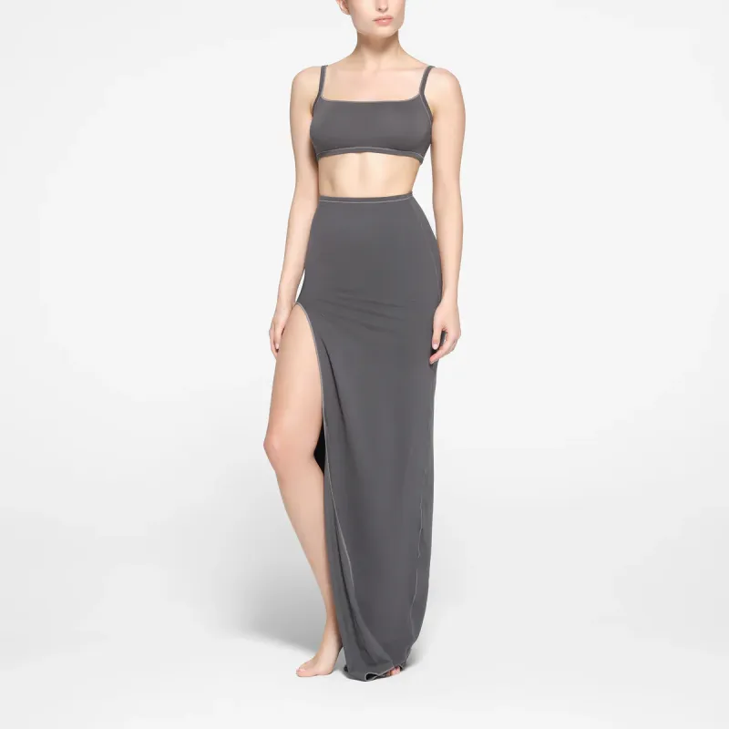 SKIMS SEAMLESS MODAL SLIT LONG SKIRT Casual Long Skirts Women's ASH/Gray-1