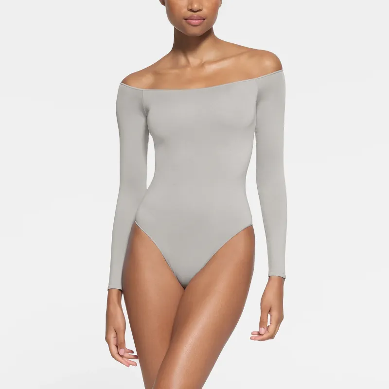 SKIMS ESSENTIAL OFF THE SHOULDER BODYSUIT Bodysuits Women's Grey/Gray-1
