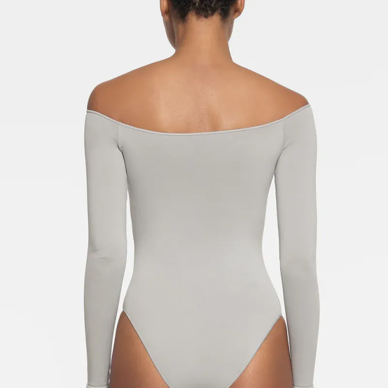 SKIMS ESSENTIAL OFF THE SHOULDER BODYSUIT Bodysuits Women's Grey/Gray-2
