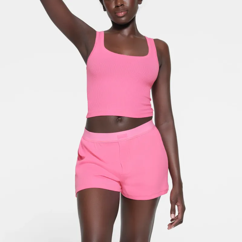 SKIMS COTTON RIB LOOSE BOXER Boxer Shorts Women's 1 Pack SUGAR PINK/Sugar Pink-2