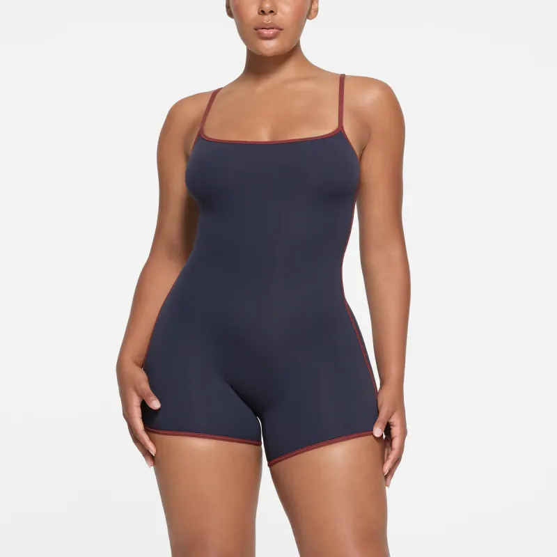 SKIMS FITS EVERYBODY CONTRAST TRIM ONESIE Bodysuits Women's NAVY/Marine Blue-1
