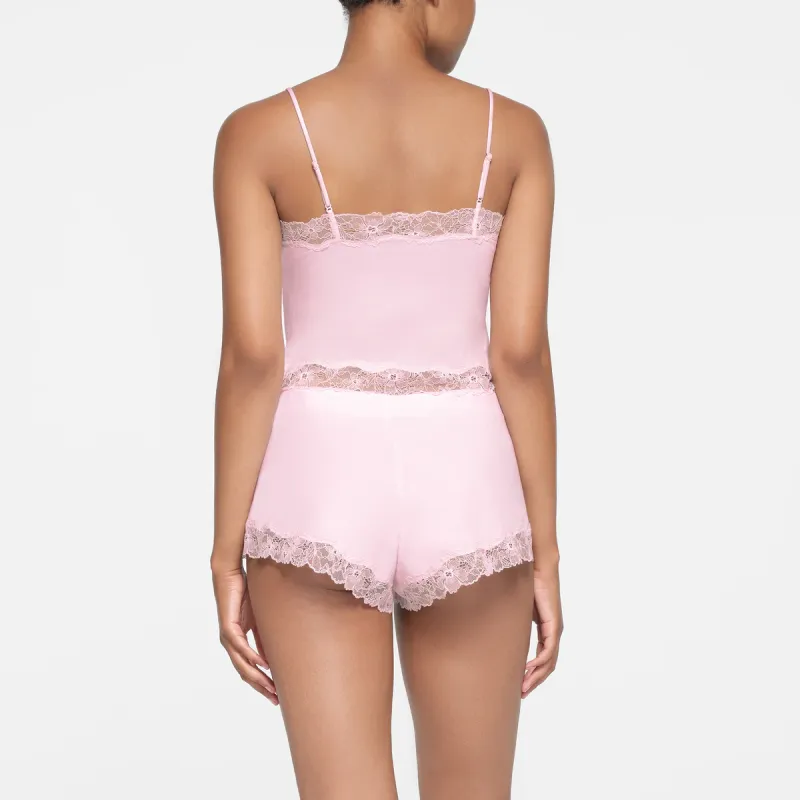 SKIMS COTTON LACE CAMI AND SHORT SET Pajama Set Women's CHERRY BLOSSOM/Cherry Blossom-1
