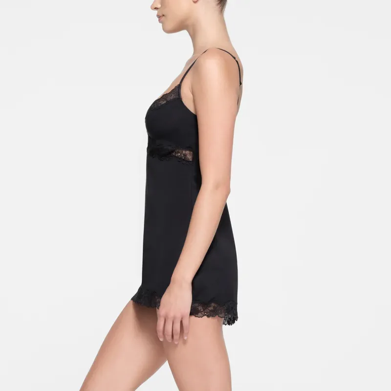 SKIMS COTTON LACE SLIP DRESS Slip Dress Women's ONYX/Onyx-3