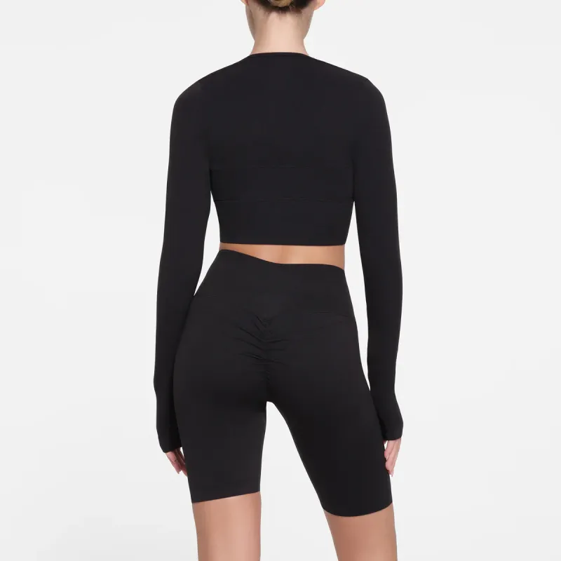 SKIMS CONTOUR NYLON SHRUG Cropped Coats Women's ONYX/Onyx-1