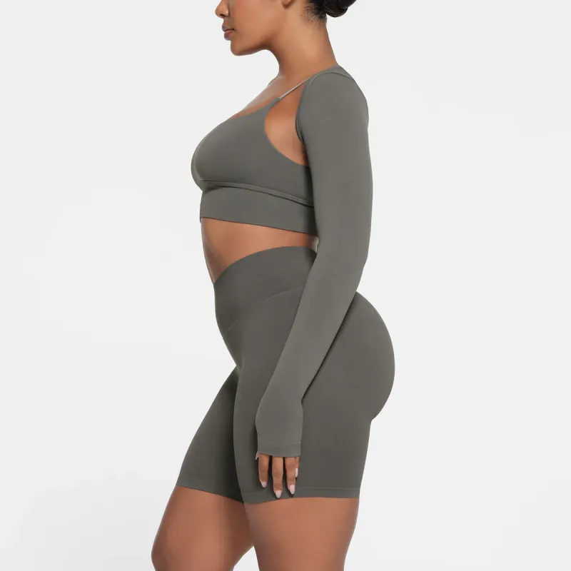 SKIMS CONTOUR NYLON SHRUG Cropped Coats Women's GUNMETAL/Bronze-1