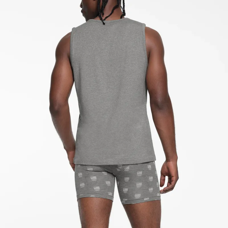SKIMS x MEIGUOAOYUNDUI LIANMINGKUAN Tank Tops Men's Heather Grey/Stone Grey-3