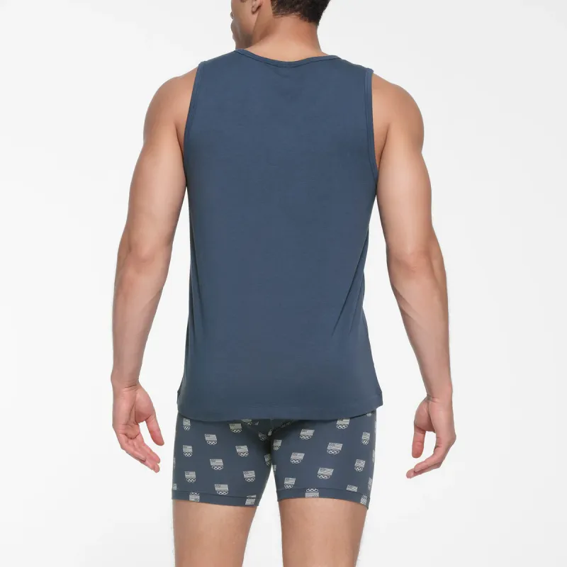 SKIMS x MEIGUOAOYUNDUI LIANMINGKUAN Tank Tops Men's NAVY/Marine Blue-3