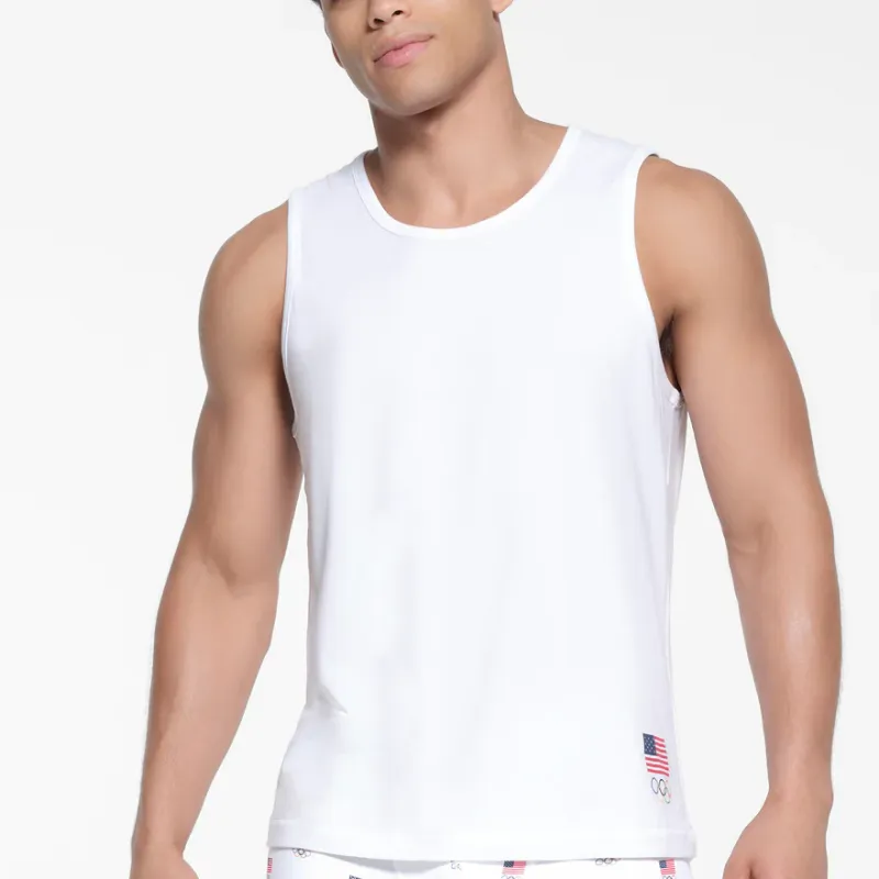 SKIMS x MEIGUOAOYUNDUI LIANMINGKUAN Tank Tops Men's White/White-2