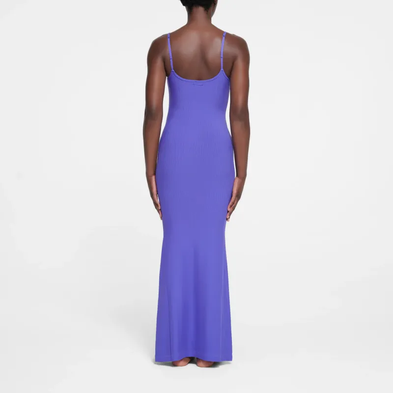 SKIMS SOFT LOUNGE PETITE LONG SLIP DRESS Slip Dresses Women's Tanzanite-2