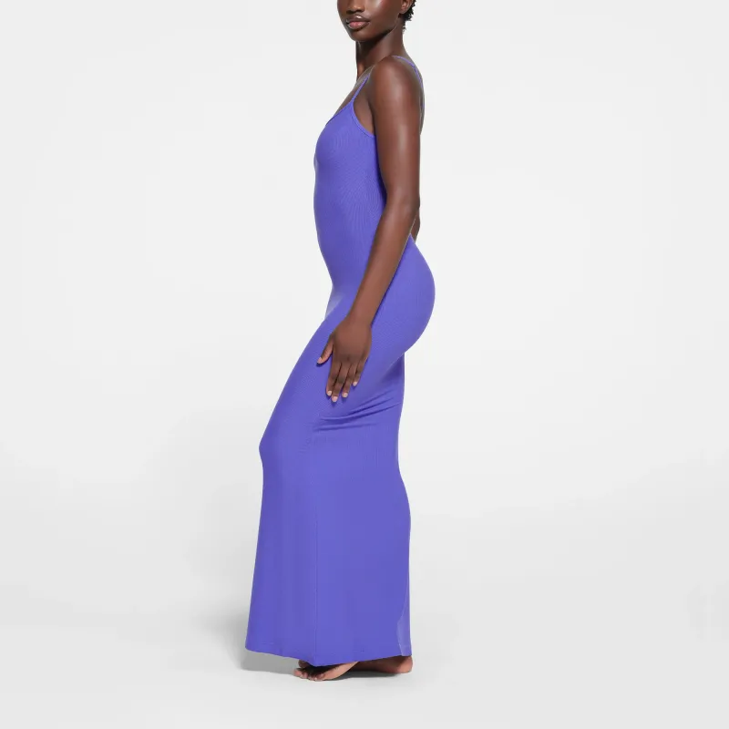 SKIMS SOFT LOUNGE PETITE LONG SLIP DRESS Slip Dresses Women's Tanzanite-3