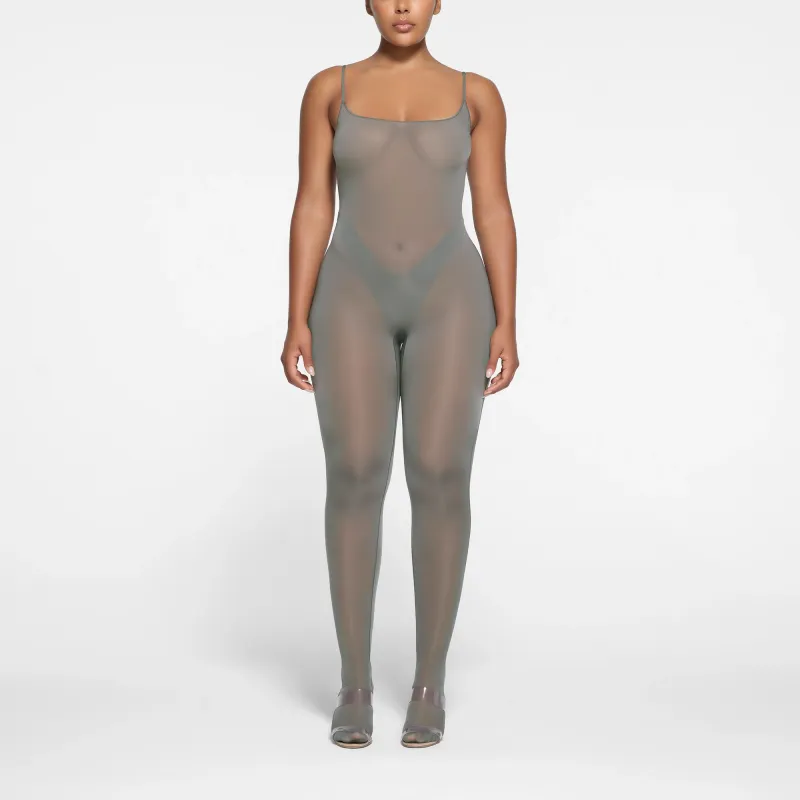 SKIMS MILKY SHEER FOOTED CATSUIT Jumpsuit Women's GUNMETAL/Bronze-1