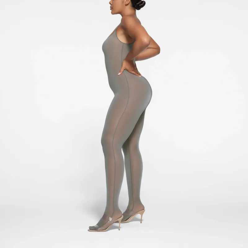 SKIMS MILKY SHEER FOOTED CATSUIT Jumpsuit Women's GUNMETAL/Bronze-2