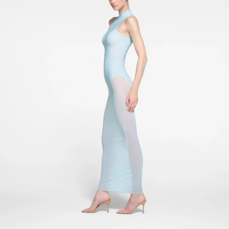 SKIMS MILKY SHEER MOCK NECK LONG DRESS Sleeveless Dress Women's OPAL/Opal-1
