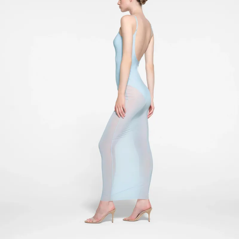 SKIMS MILKY SHEER LOW BACK LONG DRESS Slip Dresses Women's OPAL/Opal-2