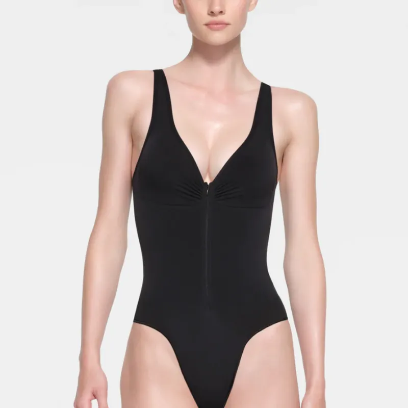 SKIMS SEAMLESS SCULPT ZIP FRONT BRIEF BODYSUIT Bodysuits Women's ONYX/Onyx-1