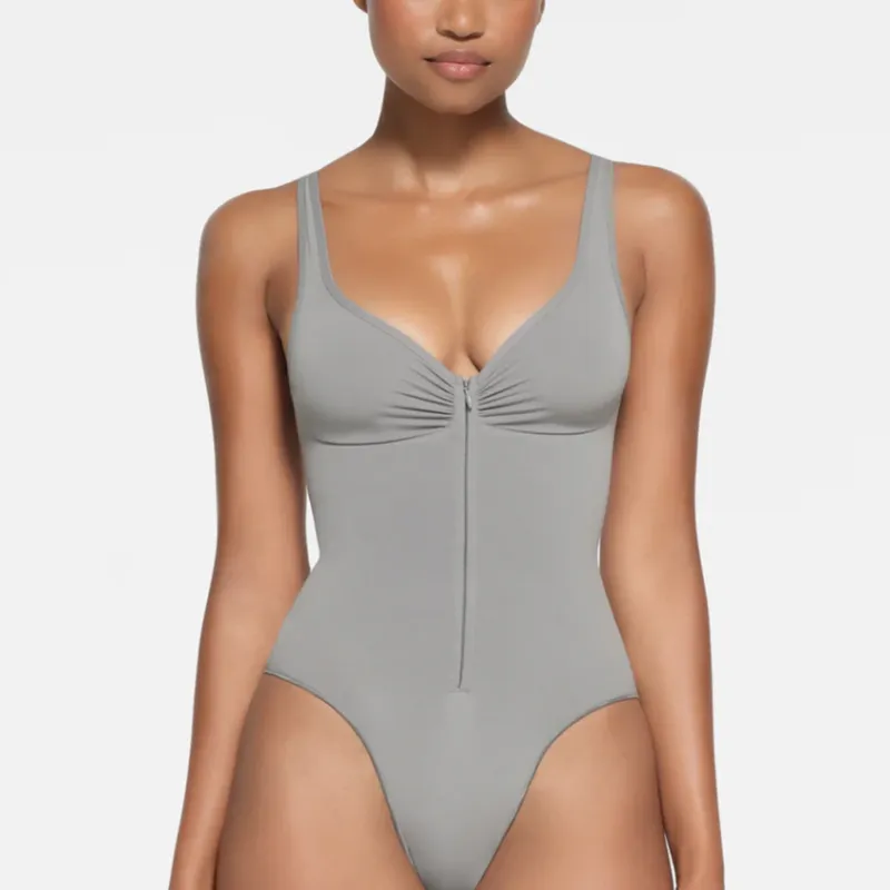 SKIMS SEAMLESS SCULPT ZIP FRONT BRIEF BODYSUIT Bodysuits Women's Pacific-2