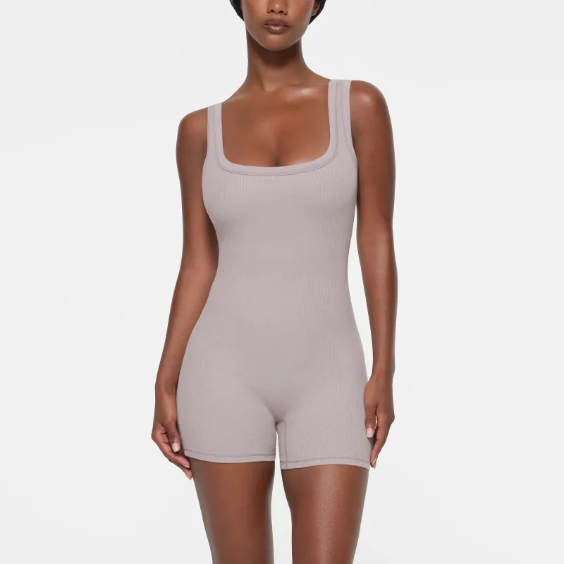 SKIMS SS24 Summer Collection Cotton Rib Onesie Jumpsuit Women's OYSTER/Oyster-1