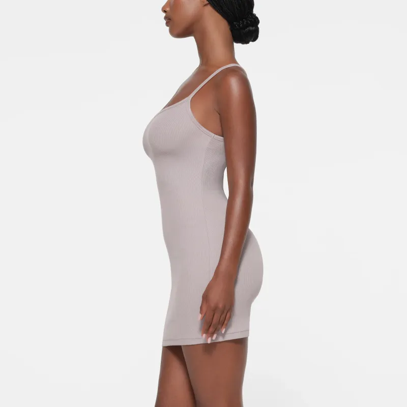 SKIMS COTTON RIB MINI CAMI DRESS Slip Dress Women's OYSTER/Oyster-3