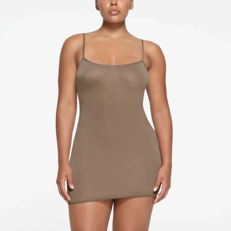 SKIMS KIM'S SLEEP LOW BACK MINI DRESS Nightgown Women's TRUFFLE/Truffle Color-1