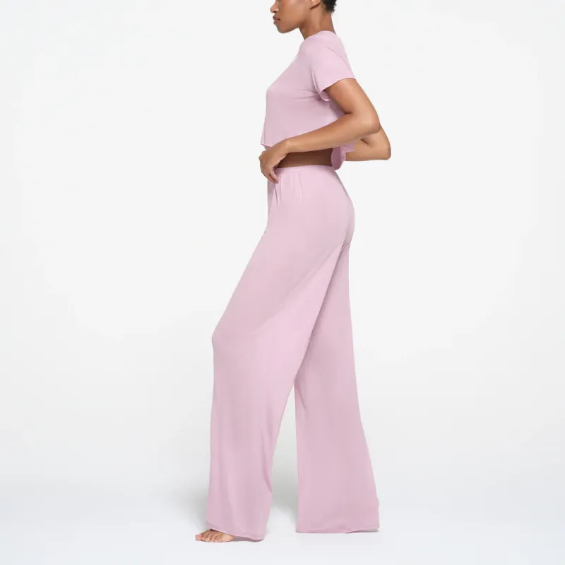 SKIMS KIM'S SLEEP DRAPED STRAIGHT LEG PANT Pajama Pants Women's Orchid/Multicolor-3