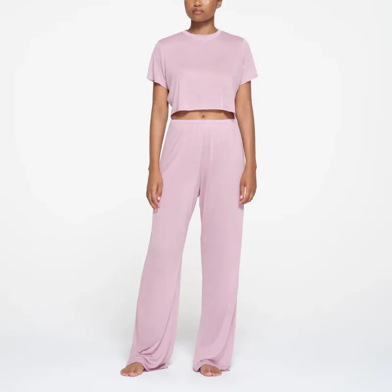 SKIMS KIM'S SLEEP DRAPED STRAIGHT LEG PANT Pajama Pants Women's Orchid/Multicolor-1