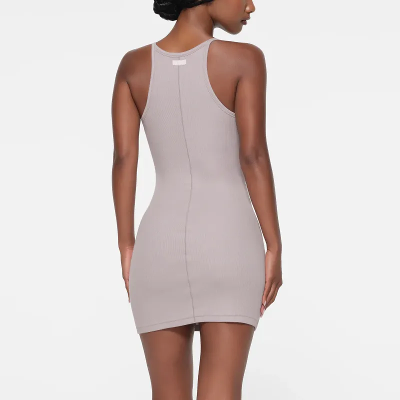 SKIMS COTTON RIB MINI CAMI DRESS Slip Dress Women's OYSTER/Oyster-2