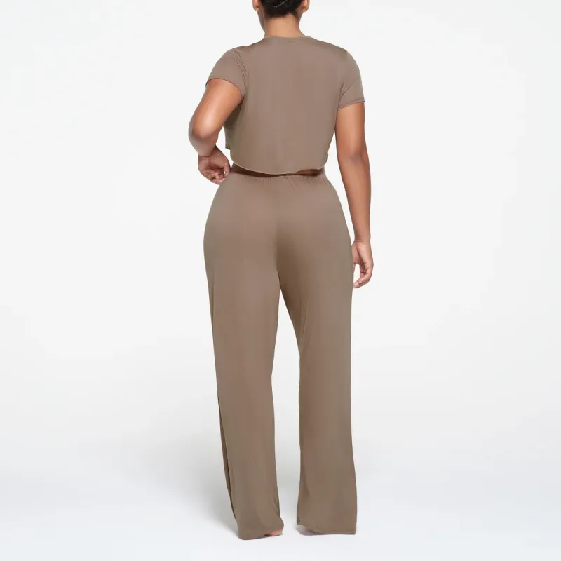 SKIMS KIM'S SLEEP DRAPED STRAIGHT LEG PANT Pajama Pants Women's TRUFFLE/Truffle Color-2