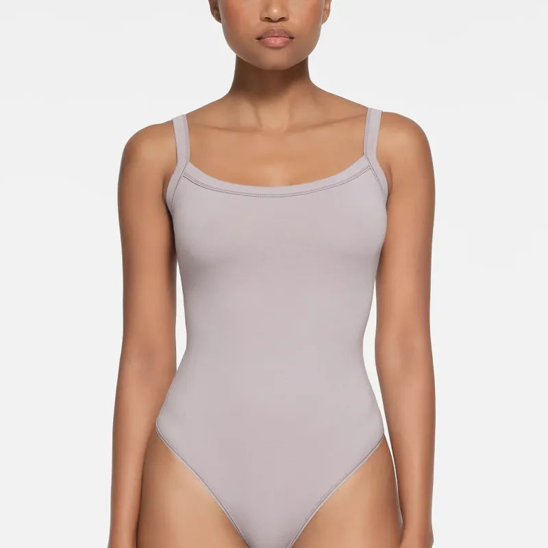 SKIMS SS24 Summer Collection COTTON JERSEY SCOOP NECK BODYSUIT Bodysuits Women's OYSTER/Shell Color-1